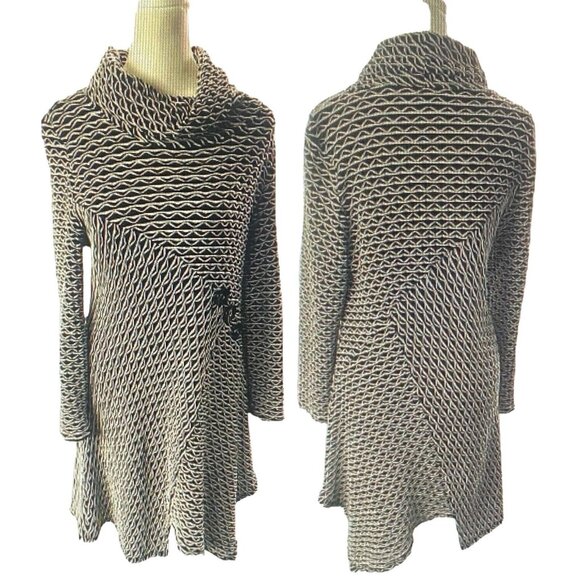 IC by CONNIE K Women Mock Neck Dress Sz M Asymmetric Long Sleeve Artistic Gothic - Picture 1 of 16